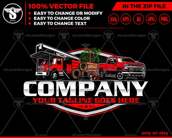 tree Service Logo - Forestry Bucket Trucks - Forestry Bucket Trucks logo - chainsaw logo - Tree trimmer truck