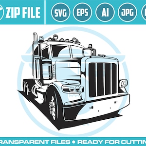 Semi Truck SVG: 18 Wheeler Tractor Trailer Vector Cut File