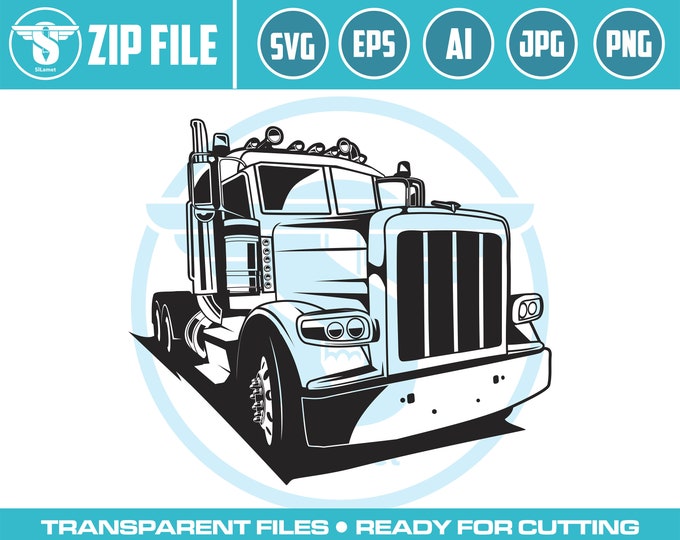 head Truck svg, Truck Driver Trucker Big Rigg 18 Wheeler Semi Tractor Trailer Shipping Trucking Logo .SVG Vector Cricut Cut Cutting