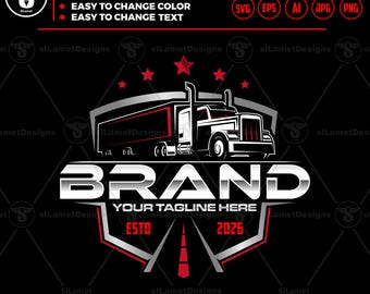Semi Truck Trailer SVG: Trucking Company Logo Design (Digital Download)