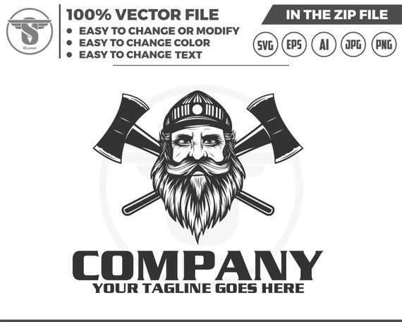 lumberjack logo - old man lumberjack - woodcutter logo -
