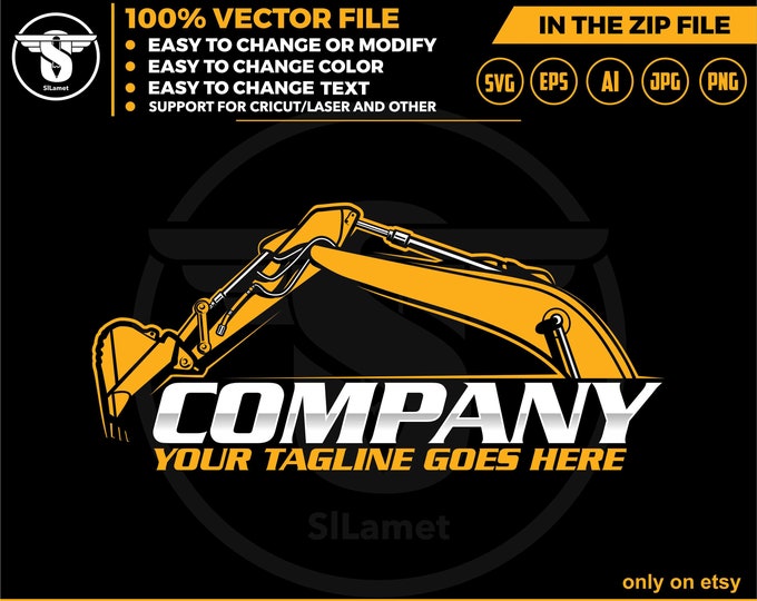 excavator logo template - bucket excavator svg - construction logo - digging logo - earth digging logo - excavator svg