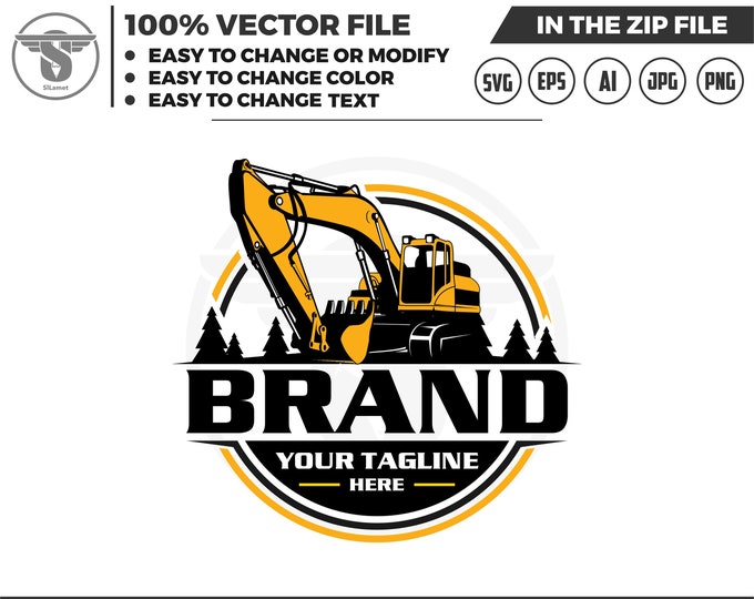 Excavator logo svg, Excavator Clipart, Excavator svg, Excavator png, Heavy Equipment svg, Construction Logo svg SVG file