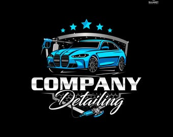 Logo per auto detailing, logo vettoriale modificabile per autolavaggio e pulizia veicoli (SVG AI)