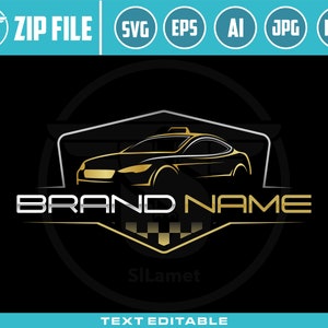 luxe taxi logo, luxe taxi logo, taxi logo, luxe taxi logo lijntekeningen met gouden kleur vector afbeelding, luxe auto logo, taxi svg