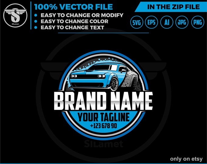 car detailing logo - sport car wash logo- Car Detailing Services logo - car wash logo template - car clean logo - auto detailing logo