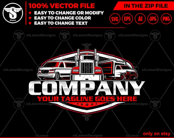 Delivery Vehicle Logo - Cargo Van Logo - Shipping Truck logo - Logistic Transport Design - Parcel Service logo