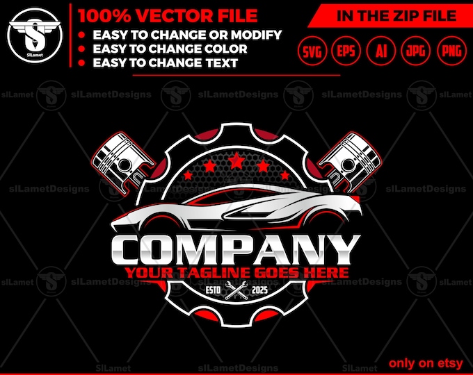 Car Repair Logo Template: Auto Fix SVG, Automotive Logo (Digital Download)