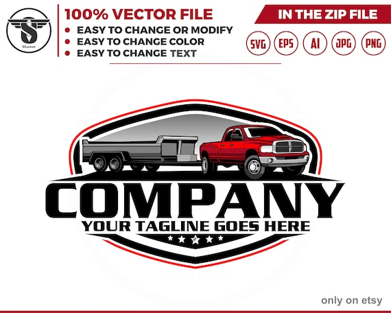 pickup and dump trailer logo - pickup and trailer logo - trailer towing logo - towing Company Logo - 2004 dodge 2500