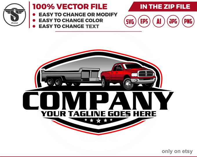 pickup and dump trailer logo - pickup and trailer logo - trailer towing logo - towing Company Logo - 2004 dodge 2500