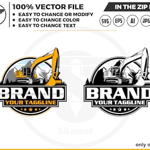 Excavator Logo: Construction Equipment Vehicle Graphic (Digital Download)