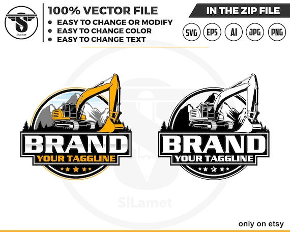 excavator logo - equipment vehicles logo - heavy equipment logo - construction logo - digging logo - earth digging logo