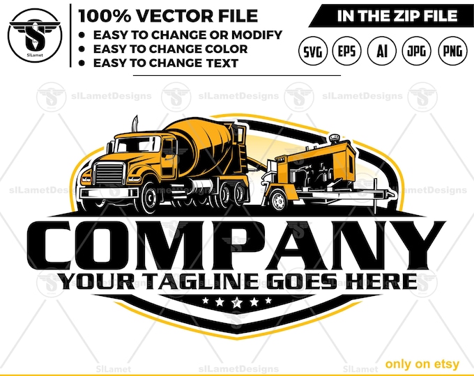 Concrete pump and truck mixer logo,pumping logo,pumping svg, concrete pump truck logo,concrete truck mixer logo,Beton truck logo