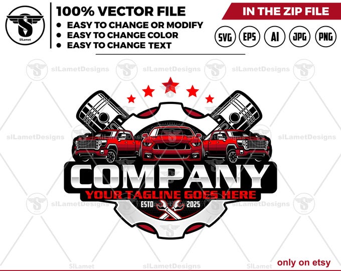 Auto Repair Logo Template: Car Service SVG (Digital Download)
