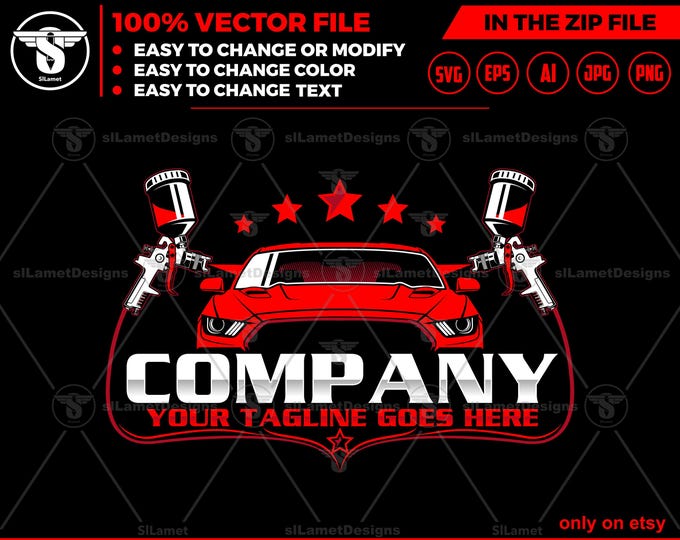 Car Paint Logo - Auto Paint Logo - Vehicle Refinishing logo - Automotive Paint Shop logo - Custom Paintwork logo