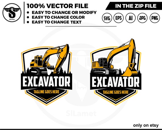 excavator logo - digging logo - earth digging logo - excavator svg - Heavy Equipment logo, Construction Logo