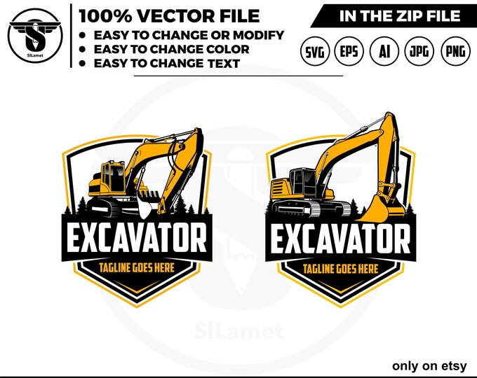 excavator logo - digging logo - earth digging logo - excavator svg - Heavy Equipment logo, Construction Logo