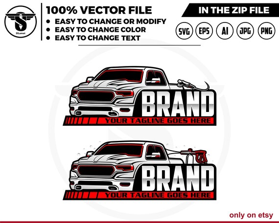 Car wash pickup truck logo template - car wash logo - car wash svg - cleaning car logo - automotive - detailing logo - Silverado paired
