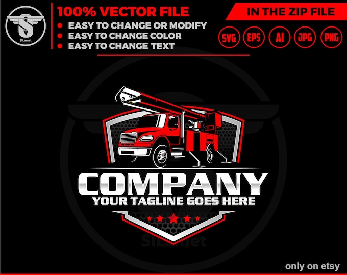 Bucket Trucks logo - tree sevice logo - Forestry Bucket Trucks logo - chainsaw logo - Tree trimmer truck