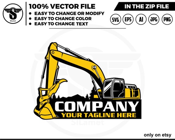 Deere excavator logo - digging logo - earth digging logo - excavator svg - Heavy Equipment logo, Construction Logo
