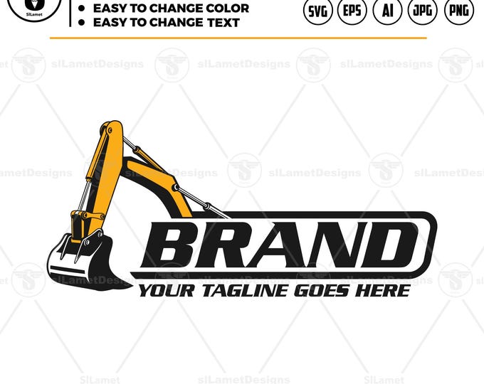 Excavator Logo Template:  bucket excavator, Construction Digger SVG