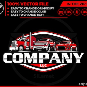 Automotive Logo: Truck, Pickup, Car Garage Design (Digital Download)