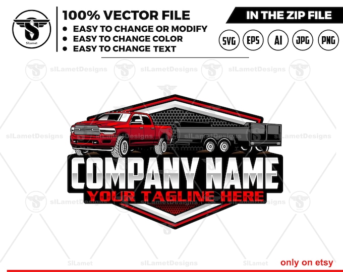 america pickup and dump trailer logo - pickup and trailer logo - dump trailer services logo - dump junk services logo - dump trailer
