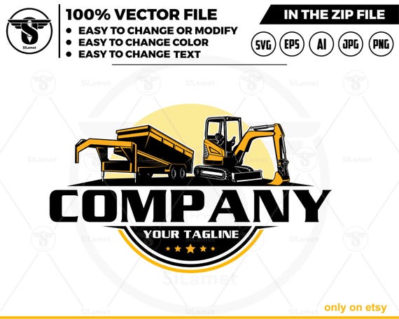 dump trailer and mini excavator logo
