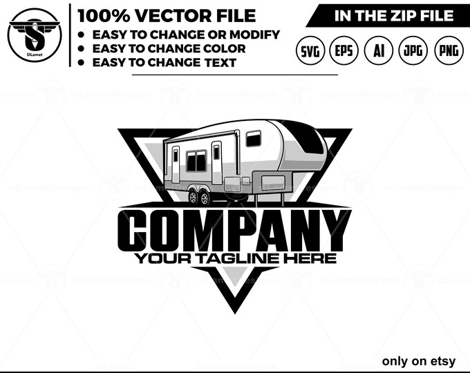 RV Trailer Logo Design: travel trailer, small campers, Fifth Wheel svg