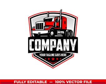 Logotipo de camión SVG: Camión semirremolque americano EPS, vector editable
