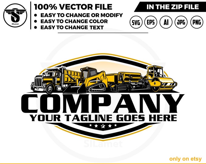 equipment vehicles road logo, heavy equipment road svg, road repair equipment logo, dump truck, Skid steer, asphalt paver , road roller logo