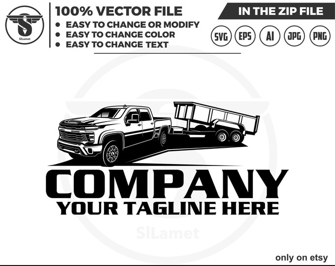 chevy truck and dump trailer, dump trailer logo, pickup dump trailer, Bumper Pull Dump Trailer logo, dump trailer logo