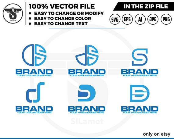 initial DS logo bundle - text DS logo - font DS logo - D - S logo