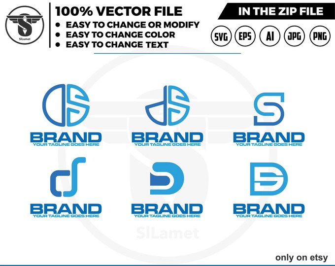 Initial DS Logo Bundle: Text & Font (Digital Download)