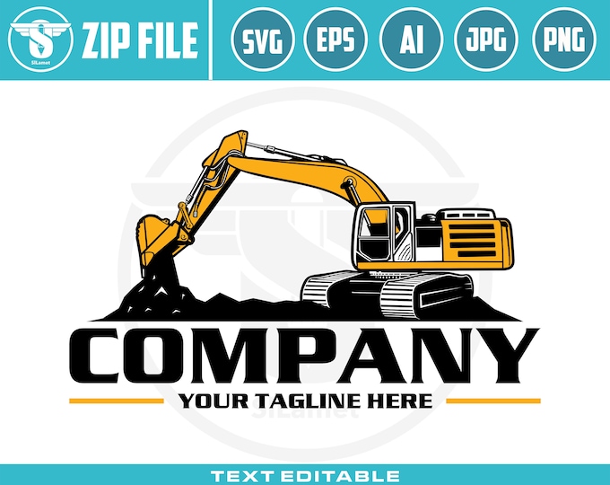 excavator logo - digging logo - earth digging logo - excavator svg