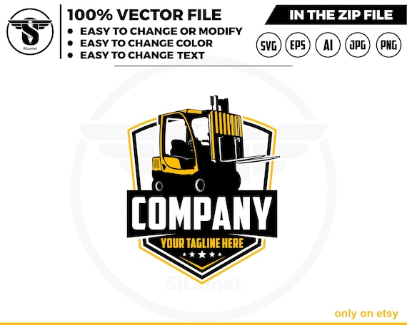 Forklift Logo - Warehouse Equipment Logo - Industrial Machinery Logo - Heavy Lifting Icon - Forklift Vector Design
