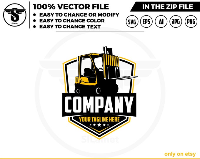 Forklift Logo - Warehouse Equipment Logo - Industrial Machinery Logo - Heavy Lifting Icon - Forklift Vector Design