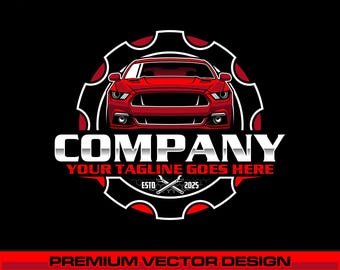 Logotipo de taller mecánico en formato SVG, plantilla para servicio de automóviles, imagen de marca para taller mecánico, archivo vectorial EPS totalmente editable.