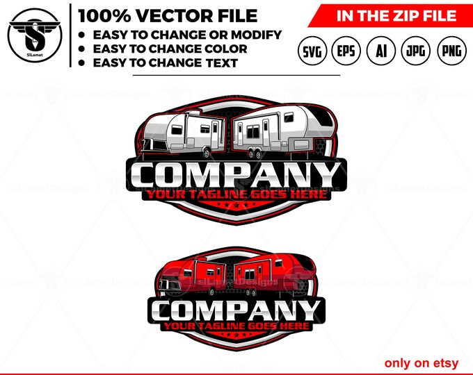 RV Trailer Logo Design: travel trailer, small campers, Fifth Wheel svg