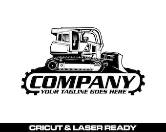 Bulldozer Silhouette SVG: Cricut Laser Ready Vector EPS, Heavy Equipment Graphics