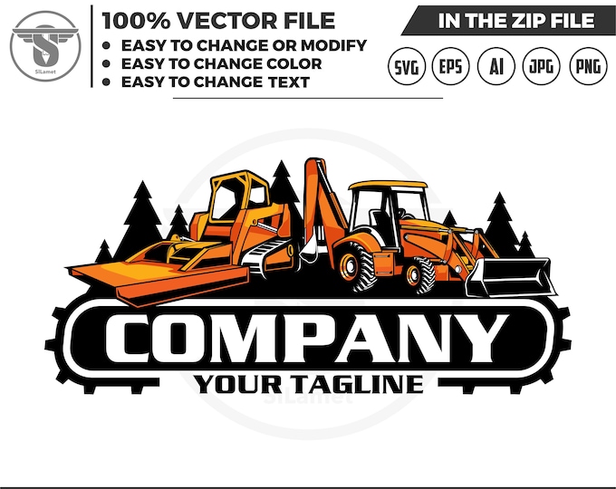 lawn mower skid steer and Backhoe Loaders, lawn mower excavator, Backhoe Excavator logo svg, Backhoe svg, heavy equipment vehicle logo