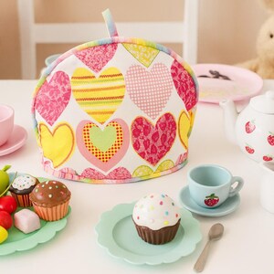 Pink Hearts Tea Cozy: Handcrafted Cotton Teapot Cover for Kids