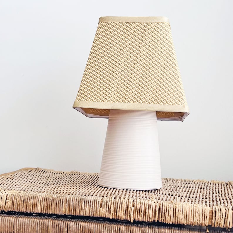 Upcycled White Ceramic Flower Pot Lamp, White Accent Lamp, Small White