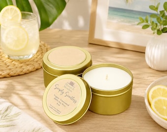 Vegan Unscented Soy Wax Candles, Hand Poured, 4 oz, Fragrance Free