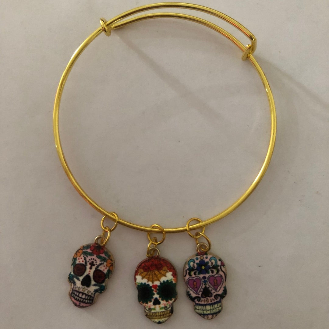 Collana Calavera Blu Per Il Giorno Dei Morti - Ciondolo Colorato A Teschio Messicano Con Catena Regolabile