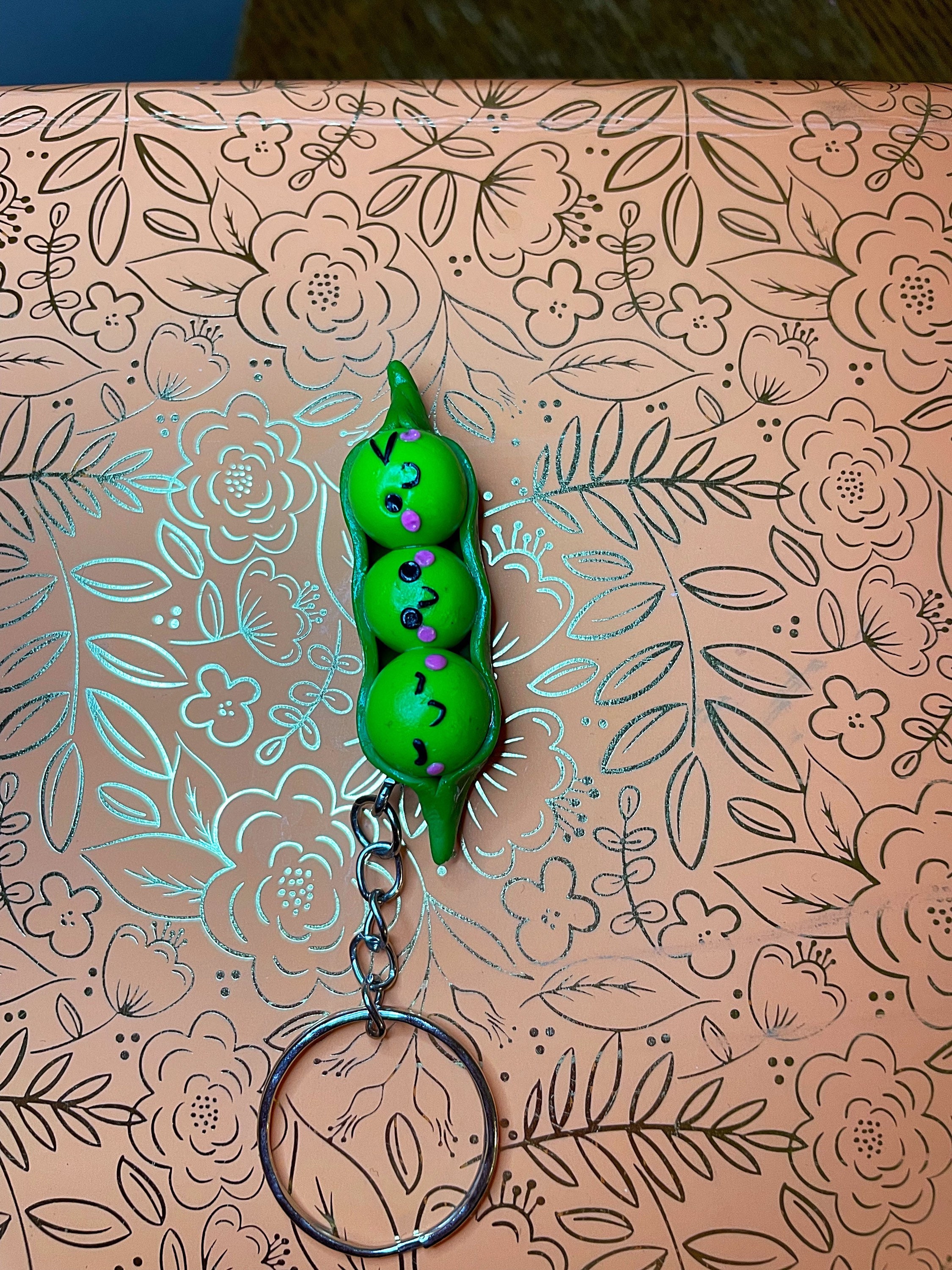 A handmade polymer clay peas in a pod keyring Etsy