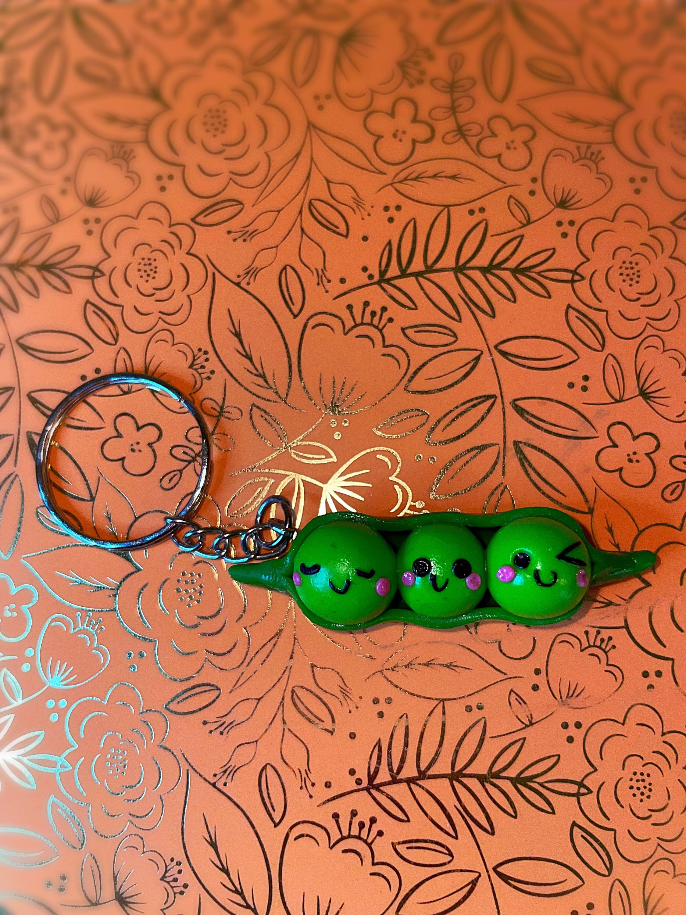 A handmade polymer clay peas in a pod keyring Etsy