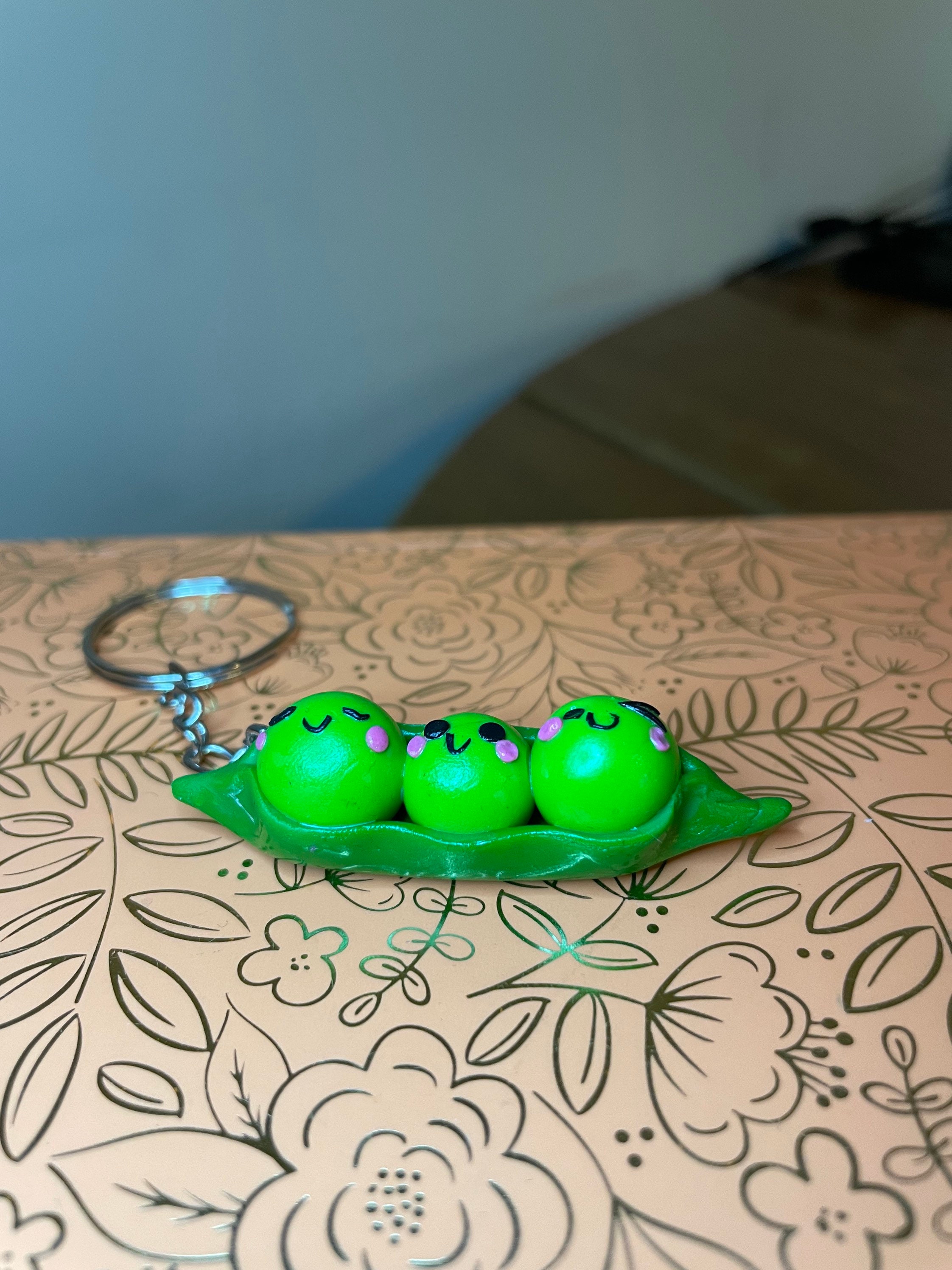 A handmade polymer clay peas in a pod keyring Etsy