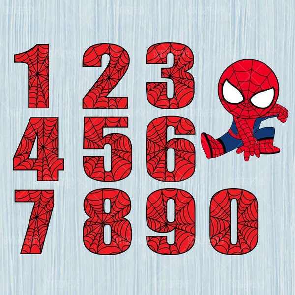 Spidey Web Numbers SVG Png, Birthday Boy Spiderman, Birthday Boy Clipart, Birthday Boy Sticker, Birthday  for Boy Svg Digital Files