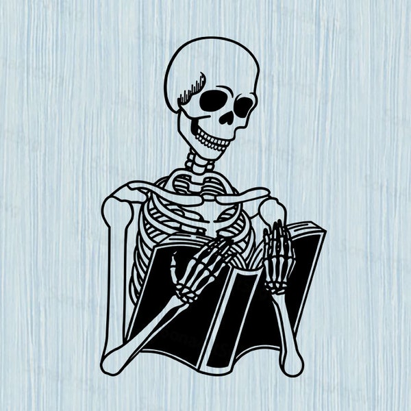 Skeleton Reading Book Svg Etsy